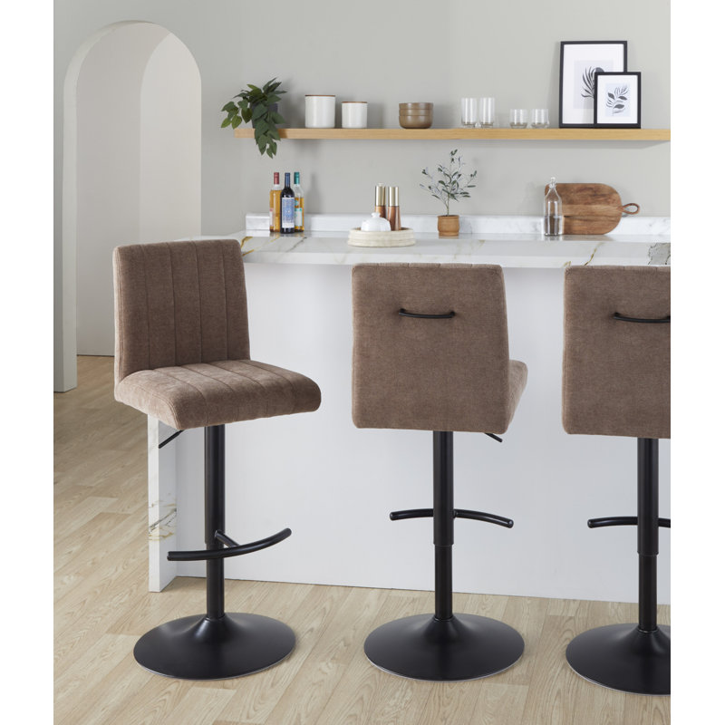 Tabouret de bar réglable avec repose-pieds arrondi Harrison, Brun