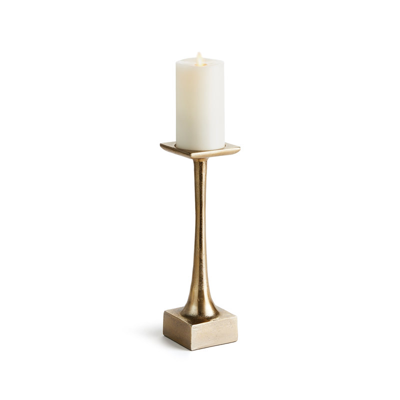 Ginny Aluminum Tabletop Candlestick, 12" H x 5" W x 5" D, Gold