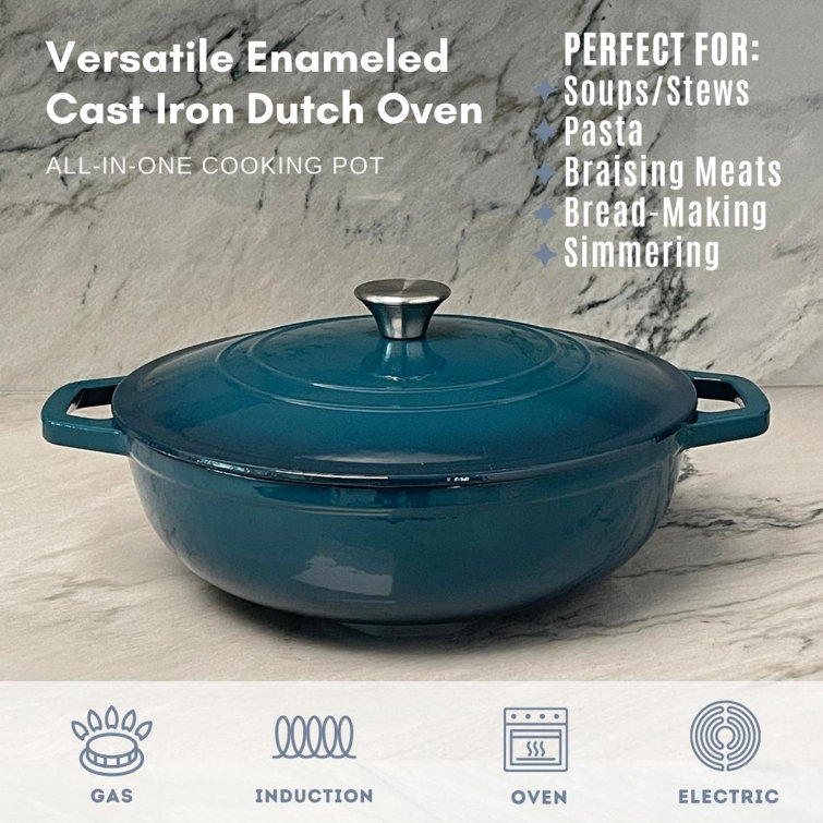 at Home 5-Quart Enameled Cast Iron Dutch Oven, Teal