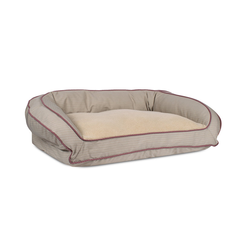 Grand traversin pour chien - Vague à carreaux, Medium (32.5"w x 25.5"d x 8.75"h), Brun clair ondulé