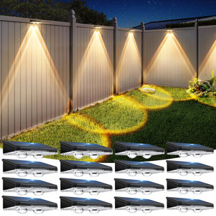 Ensemble de 16 lampes solaires pour clôture d'extérieur - 3 modes (chaud / neutre / blanc froid)