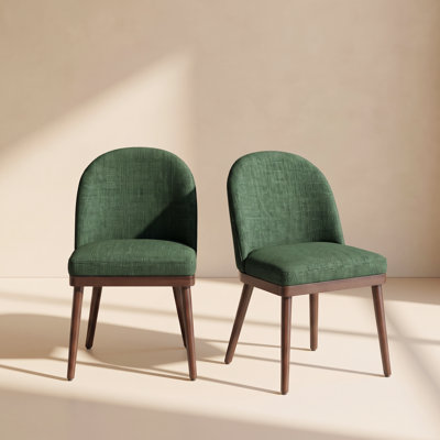 Modern Curved Back Upholstered Side Dining Chair with Solid Wood Legs