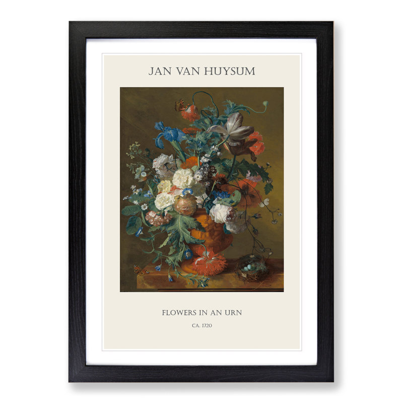 Still Life With Flowers Vol.7 by Jan Van Huysum - Single Picture Frame Print, 36cm H x 27cm W x 2cm D, Black Framed