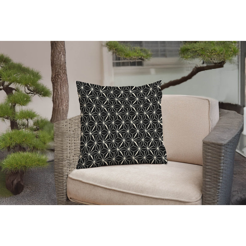 Coussin décoratif Asanoha Star, Gris anthracite minuit, Carré 26 po