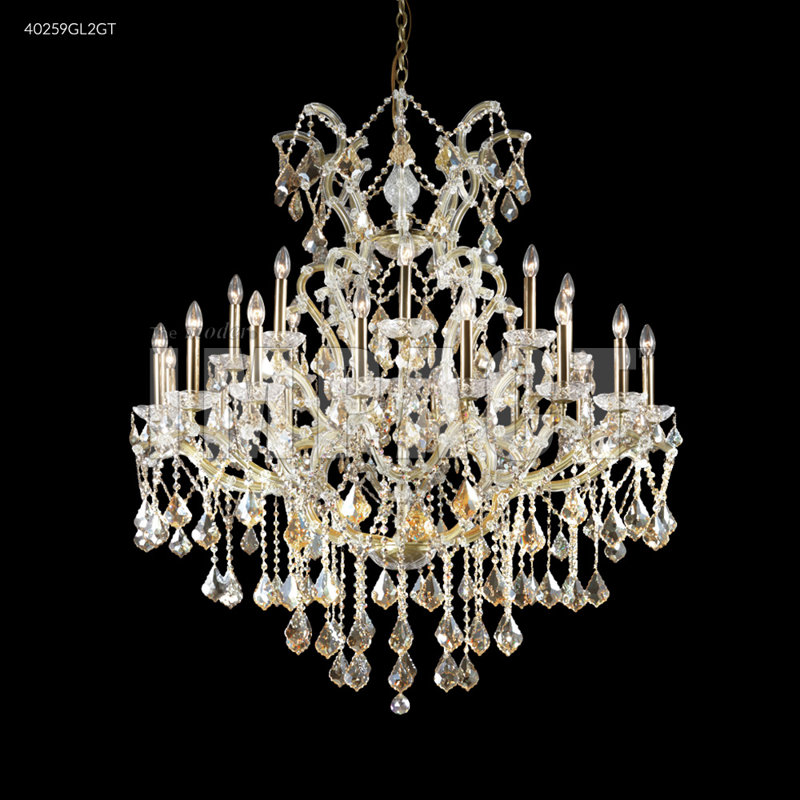 Lustre gradué à 25 lumières Maria Theresa, Transparent, Spectra Swarovski, Or lustré