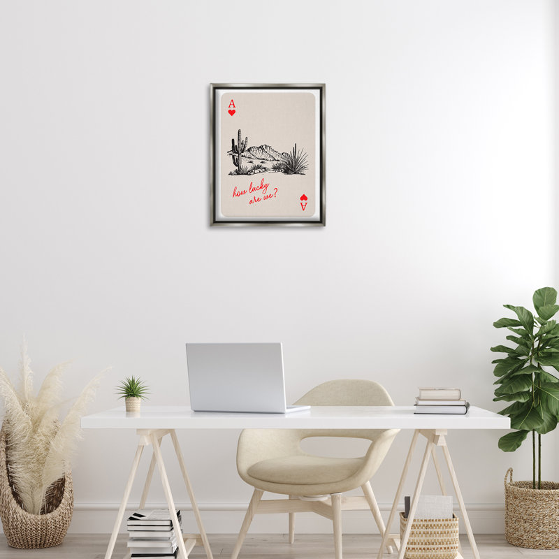 Reproduction d'art sur toile encadrée, "Carte à jouer", Cadre flottant gris lustré, H 21 po x l 17 po