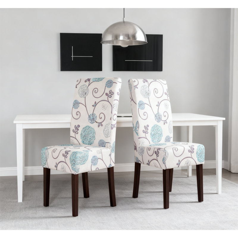 Chaises de salle à manger modernes, Motif floral bleu/blanc