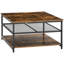 Sevon Industrial Coffee Table, Cocktail Table W/ Storage Shelves, Rustic Brown