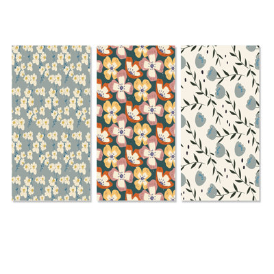 Ensemble de 3 pièces d'art rétro rétro floral minimaliste I