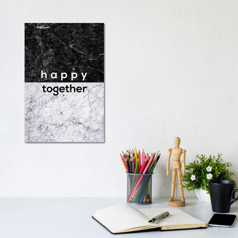 Happy Together B&W by Orara Studio - Wrapped Canvas Gallery-Wrapped Canvas Giclée, 20.32 cm H x 30.48 cm W