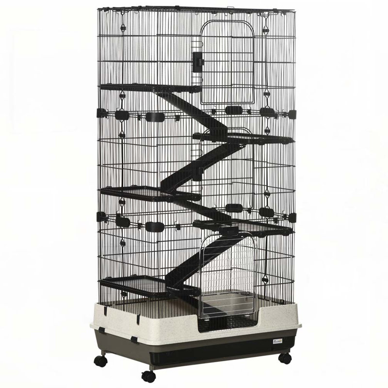 Cage pour petits animaux avec roulettes, cage à lapin portable à 6 niveaux