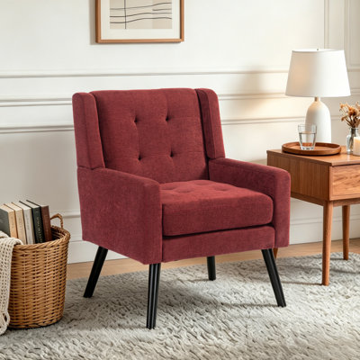 Tufted Upholstered Wide Back Armchair