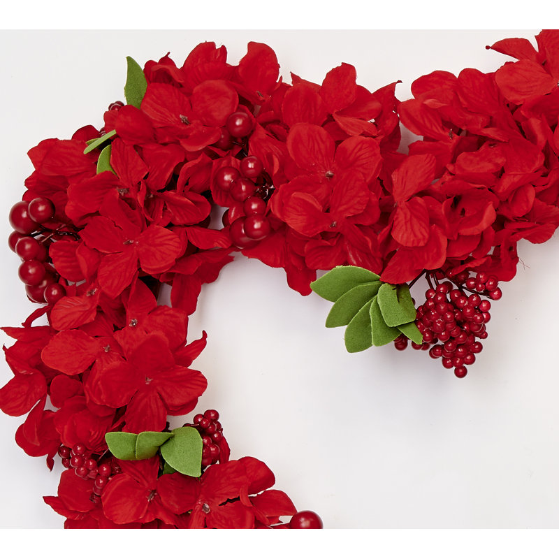 18" Berries & Floral Heart Shaped Wreath