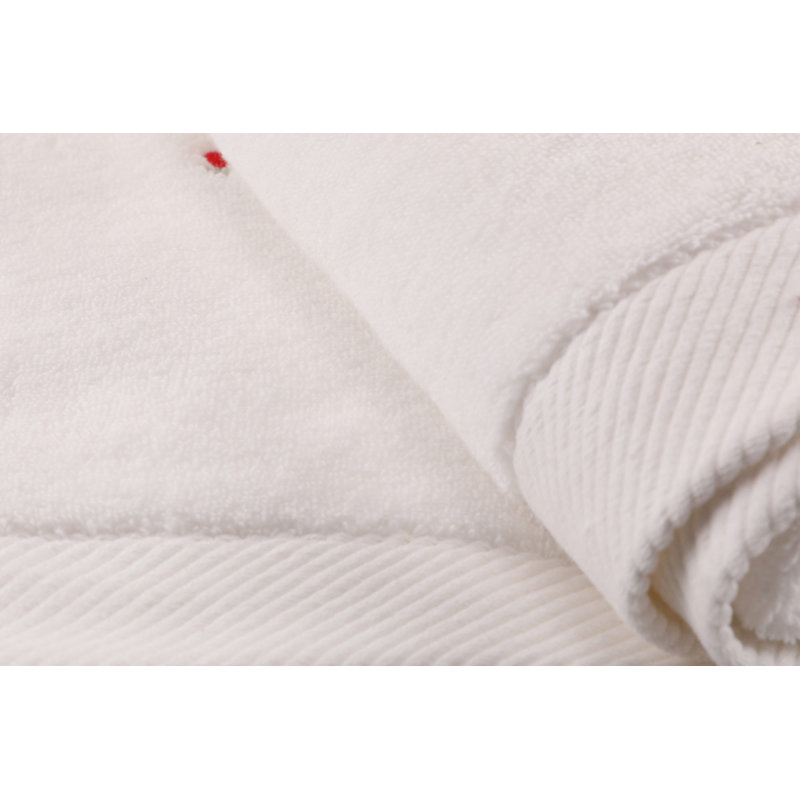 Ensemble de serviettes de bain 100% coton 2 pièces Jeylah, Blanc /Rouge