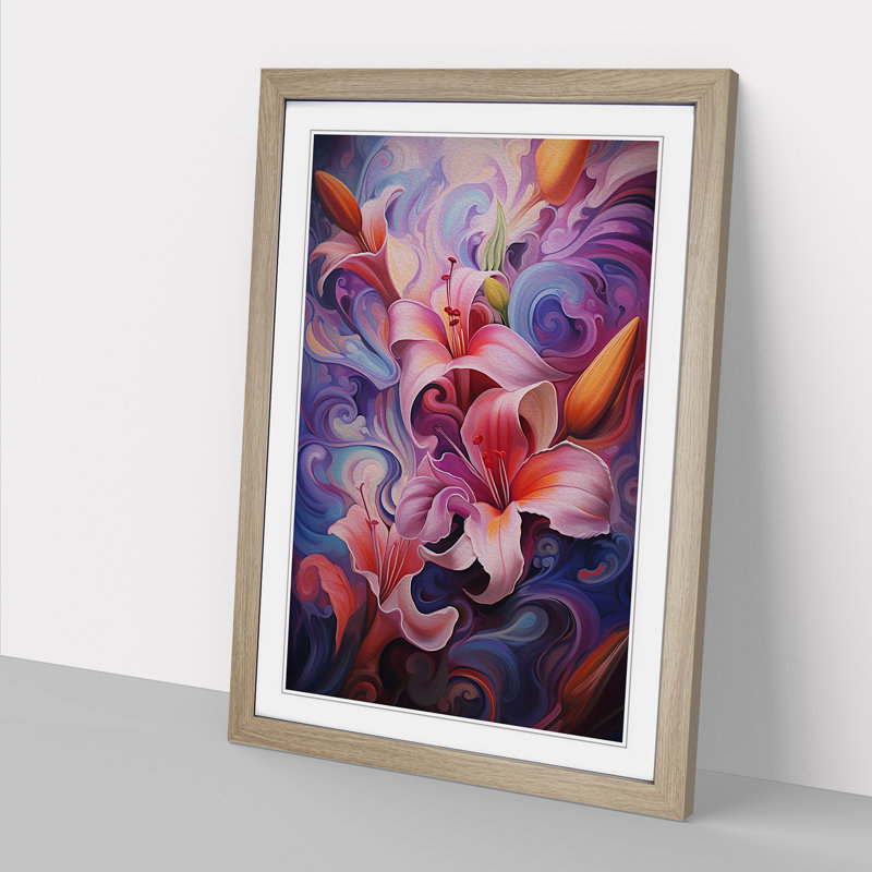 Floral Abstract No.2 - Framed Print, Oak Framed, 34cm H x 25cm W