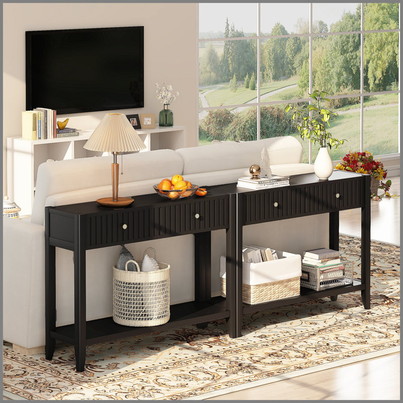 Console avec tiroirs, canapé d'appoint en bois étroit