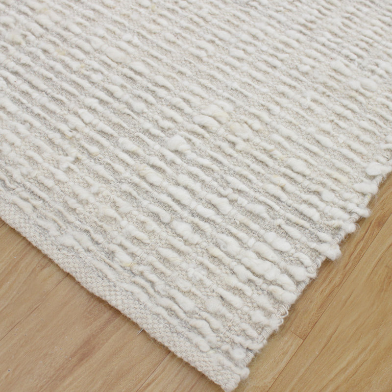 Handmade Beige Wool Rectangular 8' x 10' Area Rug