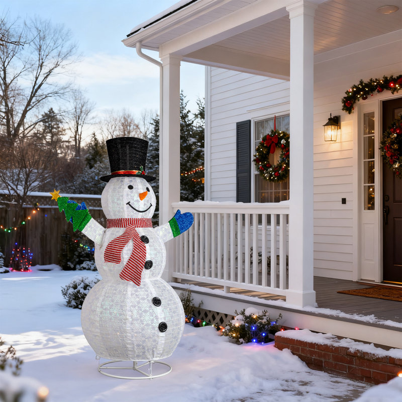 Décoration de Noël 5,7 pi avec bonhomme de neige éclairé avec arbre