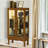 Elegant Oak Curio Cabinet With Mirrored Panel And Ample Storage Space Lighted Display In Shelving-1141504980