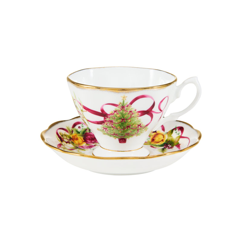 Old Country Roses Christmas Tree Bone China Teacup