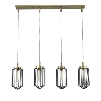 Dariel 4 - Light Aged Brass Kitchen Island Pendant