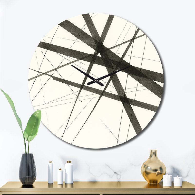Horloge murale minimaliste noir et blanc VII - formes abstraites, Très grand