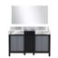 Black and Grey Double Bath Vanity 55 in. W x 22 in. D, Castle Grey Marble Top and 53 in. Mirror