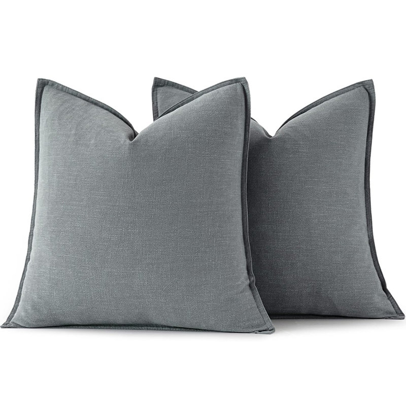 Housses de coussin décoratives en lin 18 x 18 pouces, Grey