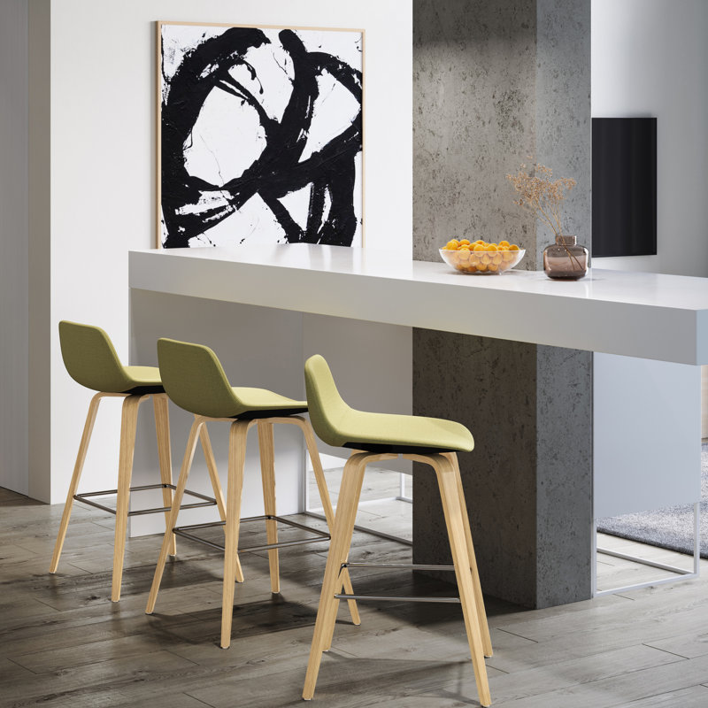 2 tabourets de comptoir de style Mid-Century avec revêtement, design moderne, bois et mélange