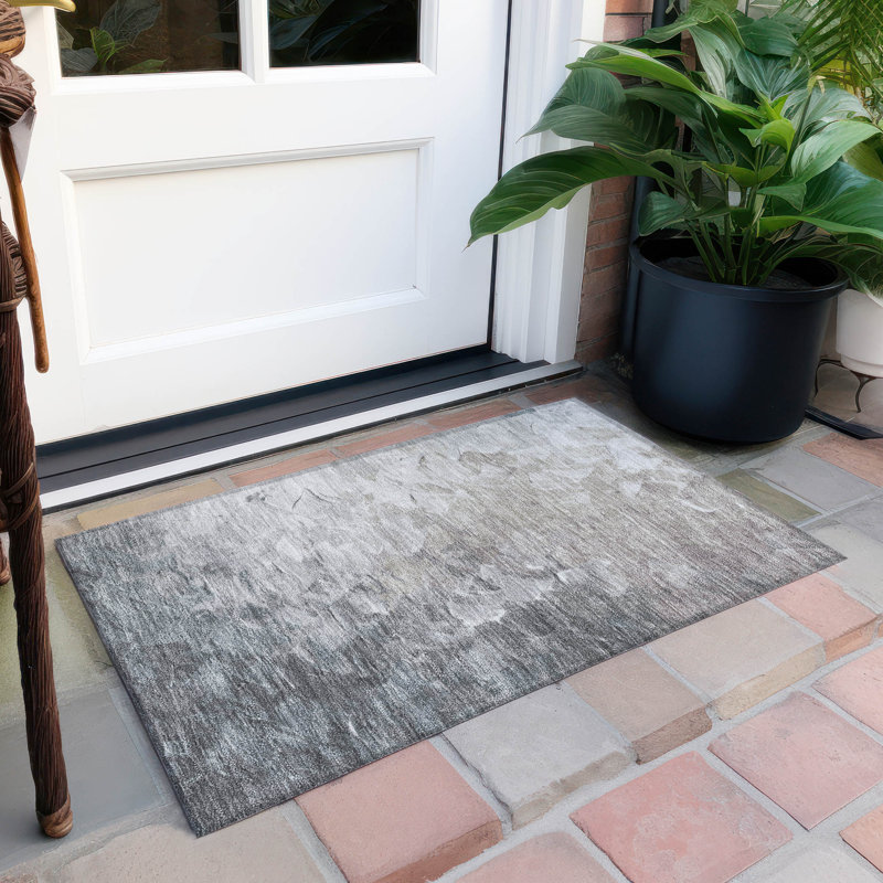 Machine Washable Indoor/Outdoor Cinead ACN1674 Taupe Rug, Rectangle 1'8" x 2'6"