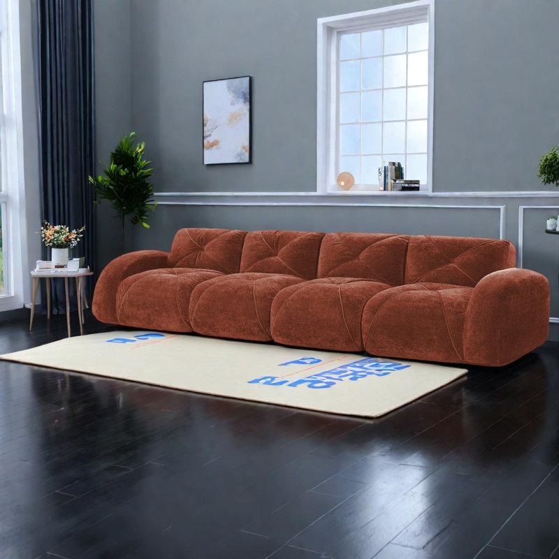 Canapés ergonomiques en velours, conception moderne sans assemblage pour les salons