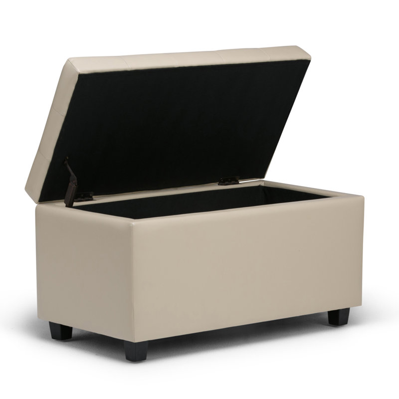 Cosmopolitan 34"W Upholstered Vegan Leather Transitional Rectangular Lift-Up Storage Ottoman Bench with Hidden Storage