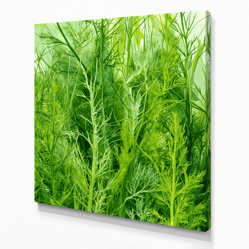 "Watercolor Botanical 68", art mural sur toile verte, H 12 po x l 12 po