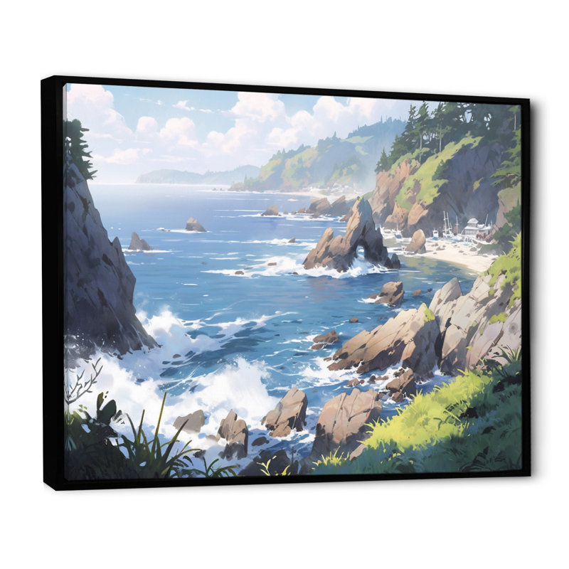 «Oceanic Escapes II», reproduction sur toile, Cadre flottant noir, H 16 po x l 32 po x P 1 po