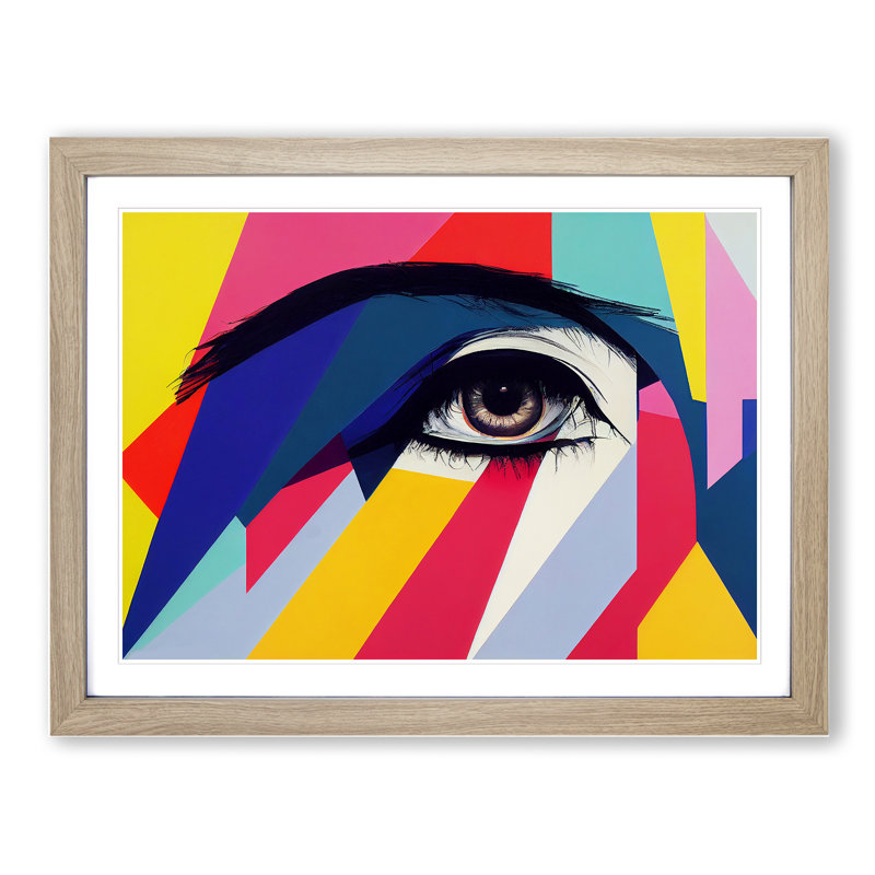 Colourful Abstract Eye Vol.1 - Framed Print, 25cm H x 34cm W x 2cm D, Oak