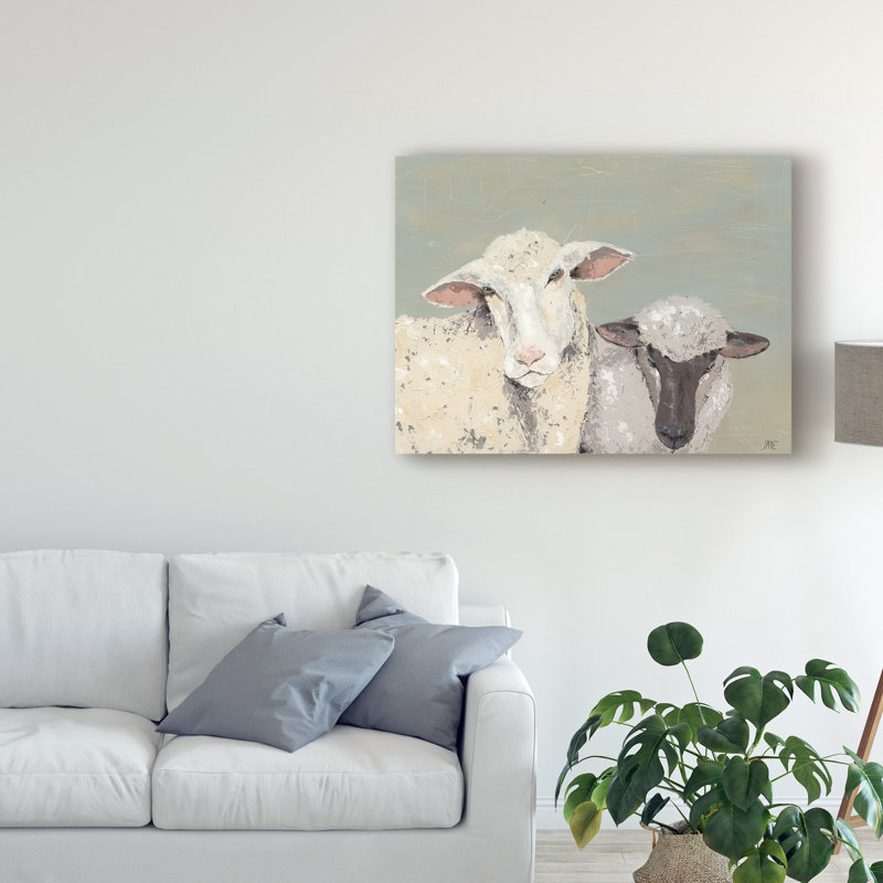« doux agneaues i », peinture sur toile tendue, H 24 po x l 32 po x P 2 po