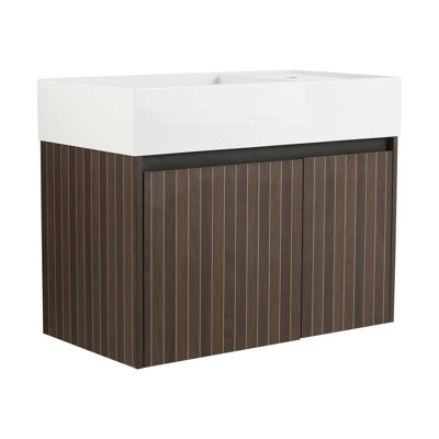 30 Inch Bathroom Cabinet With Sink,Doors,Float Mounting Design, For Small Bathroom