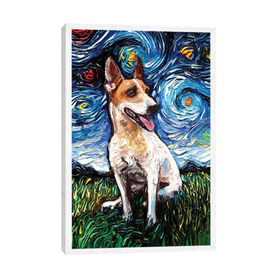 Jack Russell Terrier Night IV by Aja Trier - Print on Canvas