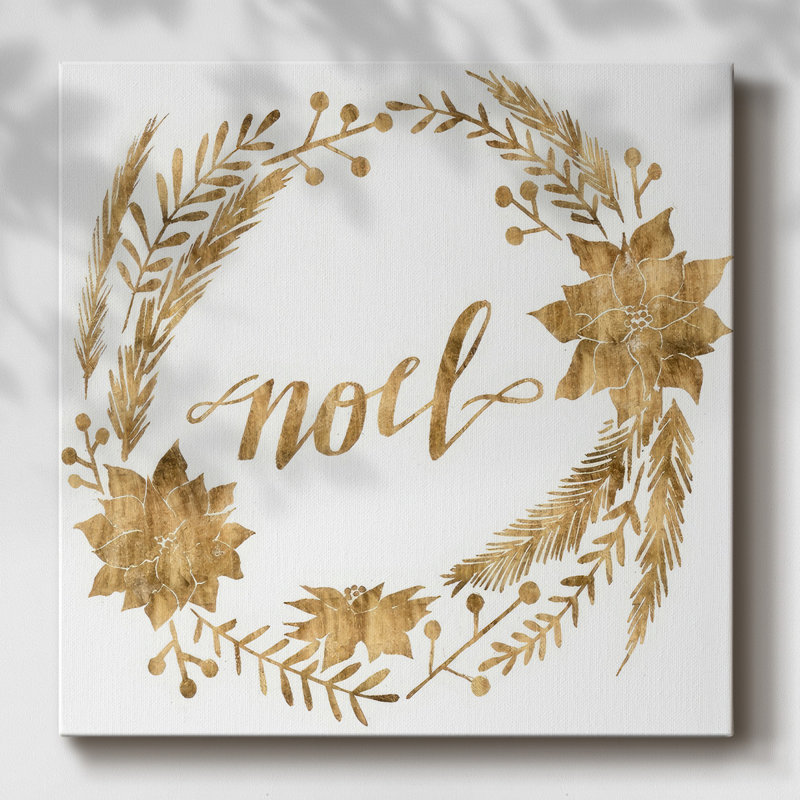 Golden Christmas IV - Toile tendue avec châssis, H 16 po x l 16 po x P 1,5 po