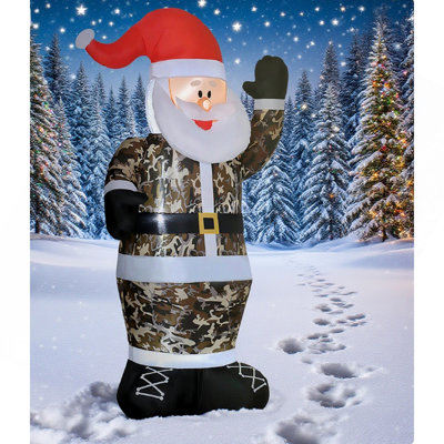 Décorations d'extérieur de Noël gonflables père Noël portant un camouflage