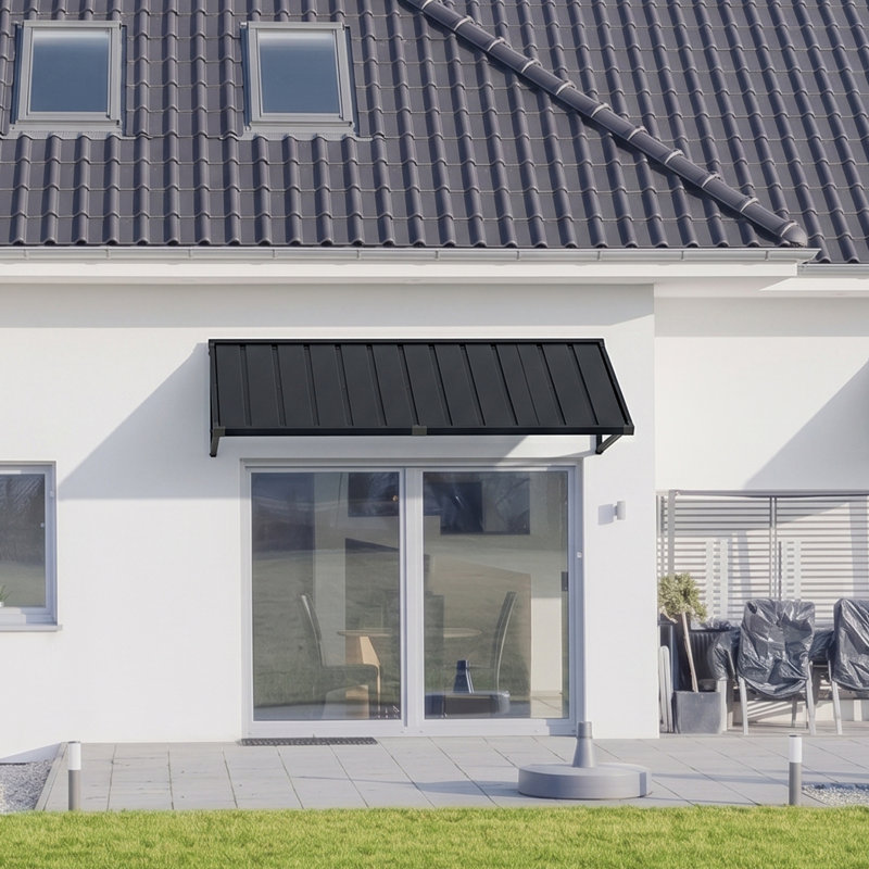Powder-coated Metal Frame Standing Seam Fixed Window Awning All Weather Protection Door Canopy for Entrance, Windows, Porches, Balconies