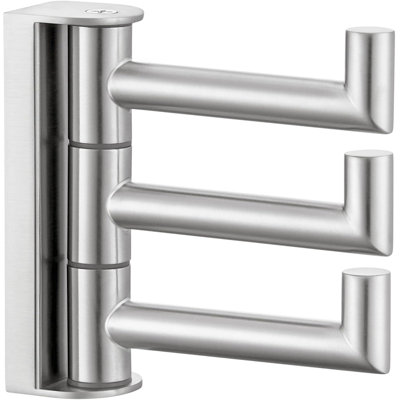 Foldable 3-Arm Stainless Steel Bathroom Towel Hook