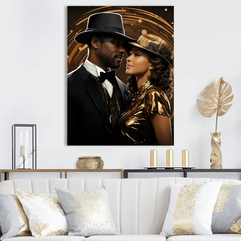 Harlem Dynamic Jazz African American Couple I - Harlem Renaissance, art mural, Toile tendue, H 44 po x l 34 po x P 1,5 po