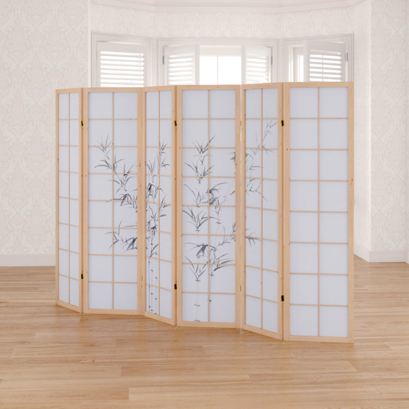 Room Divider Rekha Room Divider Shoji Room Divider Wood, 6 panels