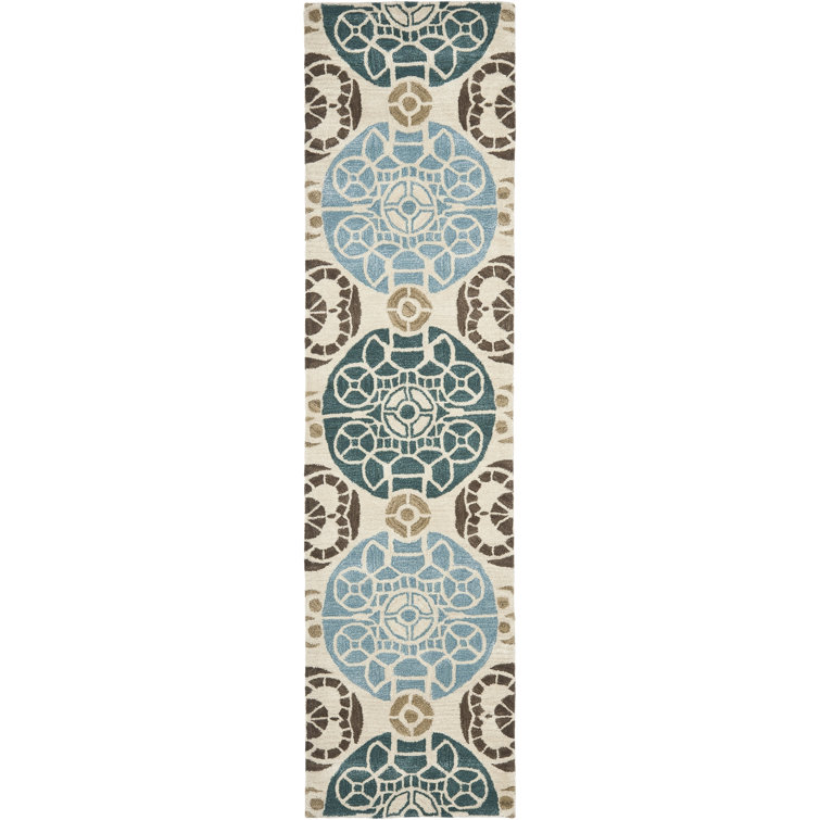 Eaton Wyndham Hand Tufted Wool/Viscose Damask Rug in Beige/Blue