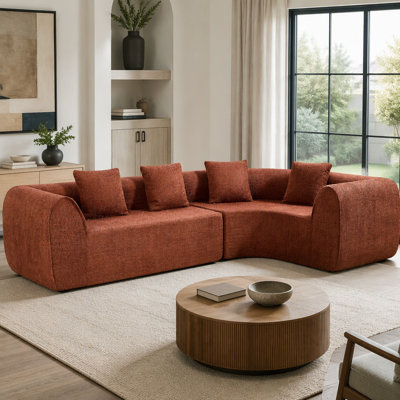 Canapé modulaire incurvé moderne en L 110 po avec éponge entièrement compressée haute densité, ensemble de 2 pièces, entièrement assemblé faisant face à la droite, pour le salon, le salon