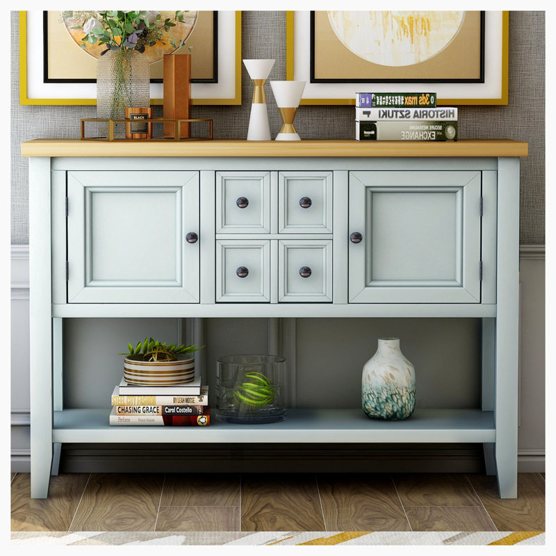 Delfausse 44.5'' Solid Wood Sideboard, Natural/Lime White