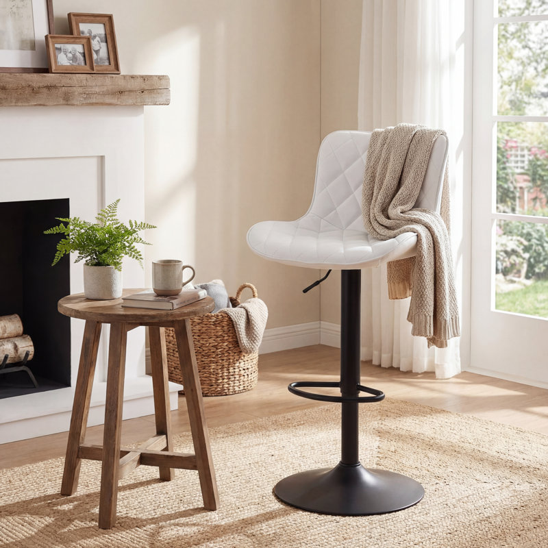Tabouret de bar Denan, Blanc, 2