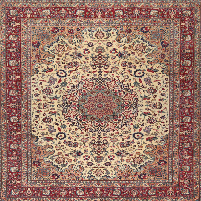 Tapis oriental beige, Carré 8 pi