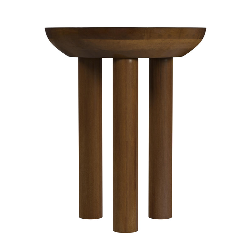 Ebern Designs Mango Wood 3-Leg Side Table, Brown